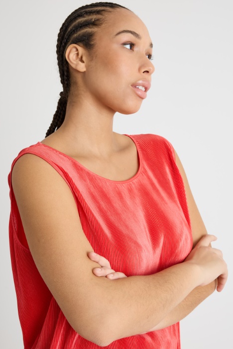 Top in jersey plissé