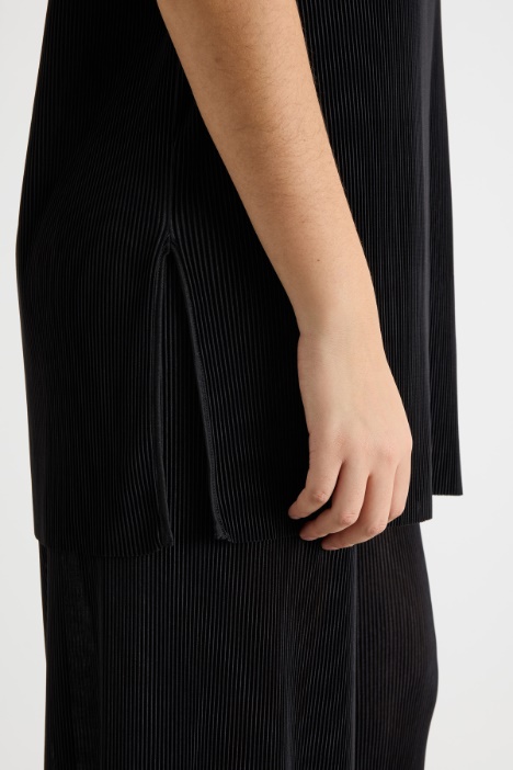 Top in jersey plissé