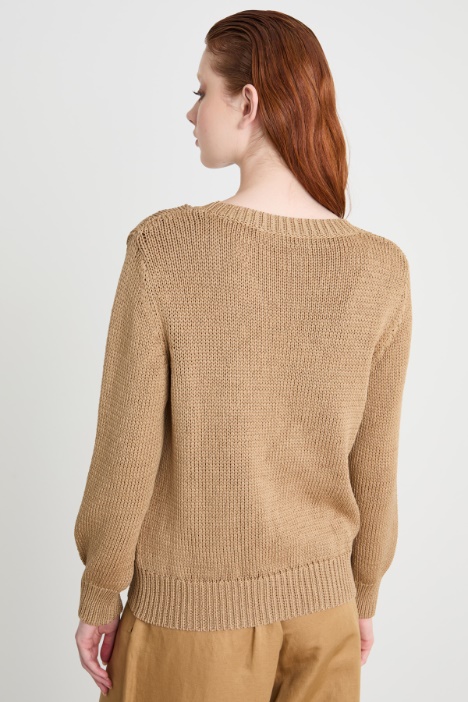 Maglia dritta con profili a costine