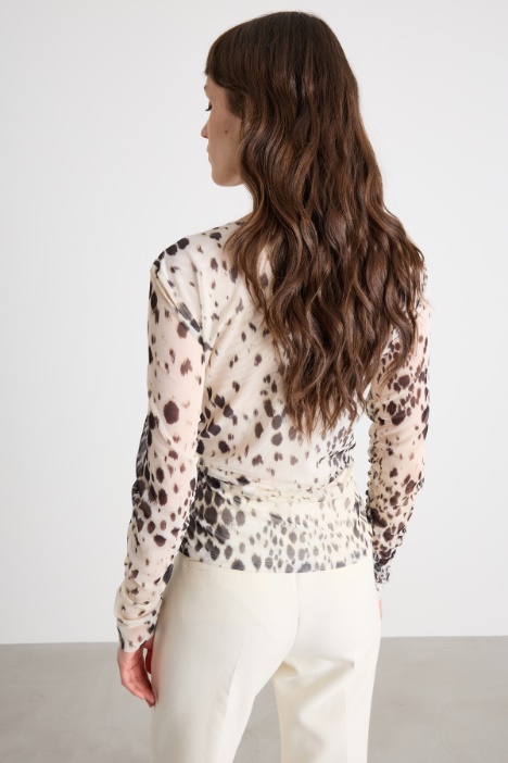 Top in tulle stampato