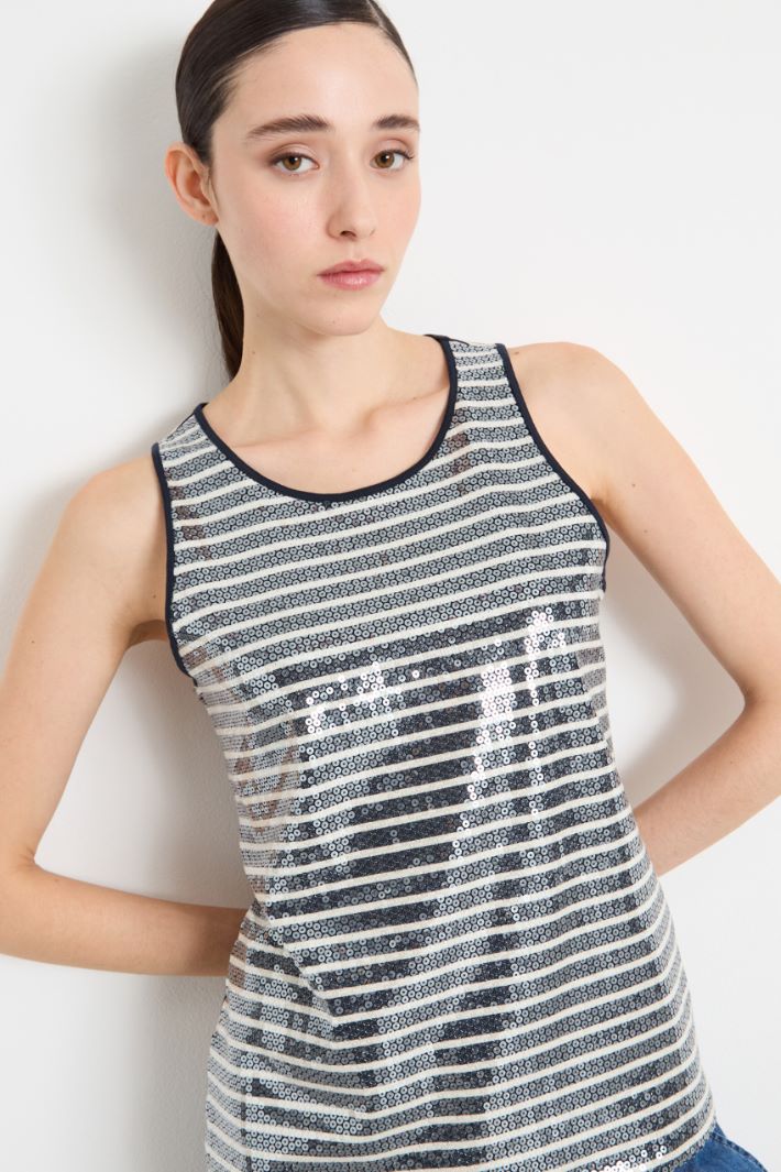 Fitted sequinned vest top Intrend - 3