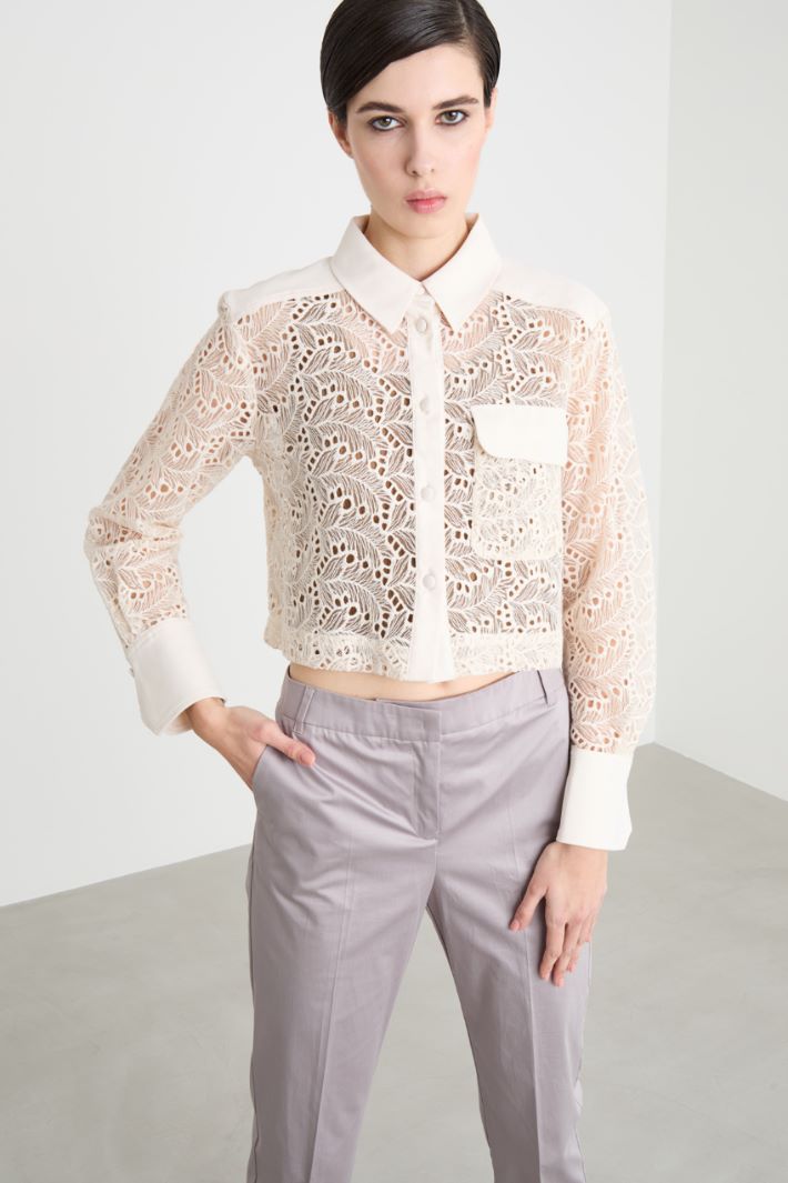 Camicia crop in tulle ricamato Intrend - 2