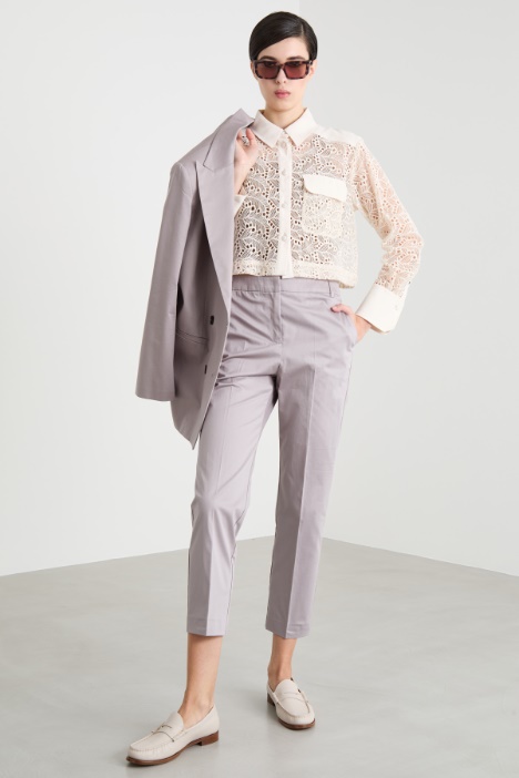 Camicia crop in tulle ricamato Intrend