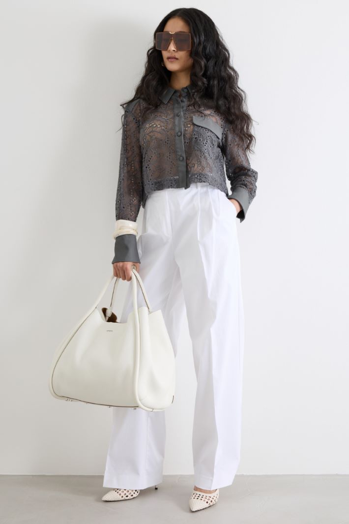 Cropped shirt in embroidered tulle Intrend