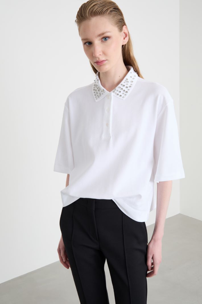 Polo con cristalli cabochon Intrend - 2