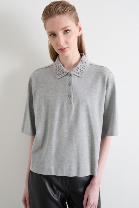 Polo con cristalli cabochon Intrend