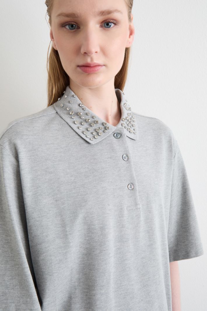 Polo con cristalli cabochon Intrend - 3