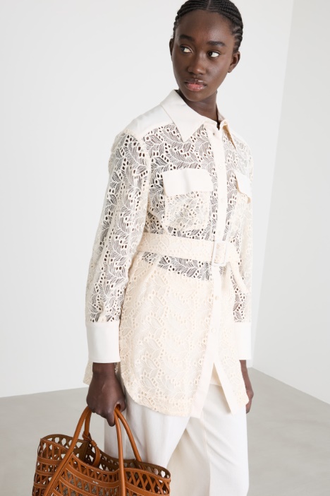 Camicia lunga in tulle ricamato Intrend