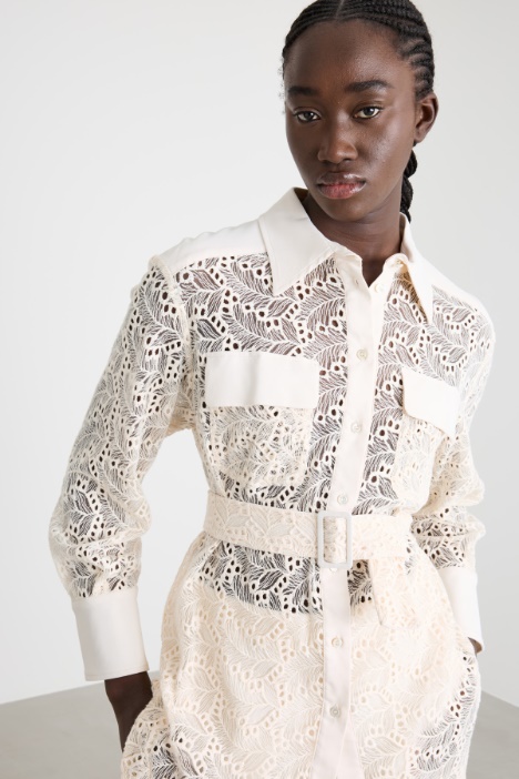 Camicia lunga in tulle ricamato