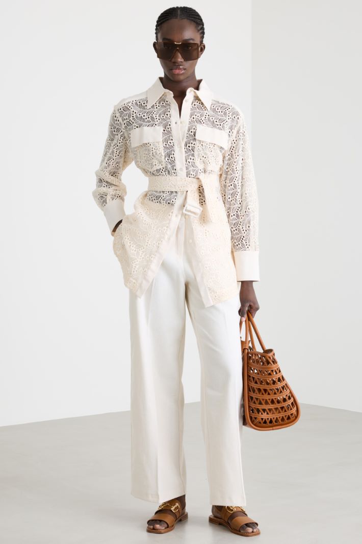 Camicia lunga in tulle ricamato Intrend