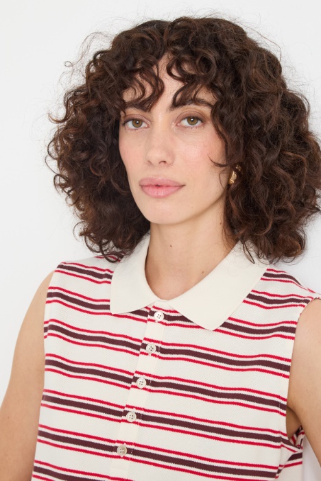 Polo smanicata a righe