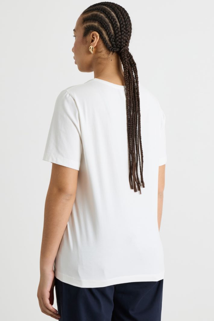 Printed jersey T-shirt with embroidery Intrend - 4