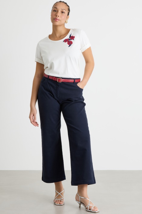 Printed jersey T-shirt with embroidery Intrend