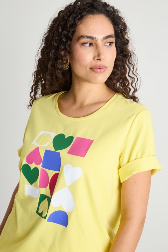 T-shirt in jersey stampato con ricami Intrend - 3