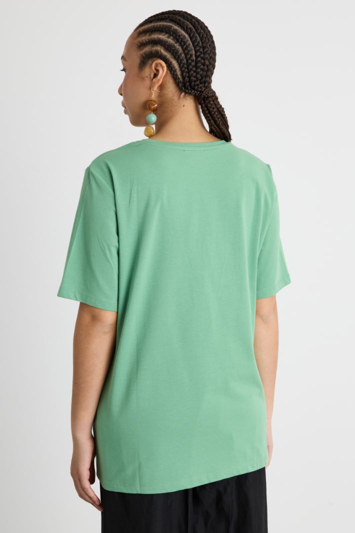 Printed jersey T-shirt with embroidery Intrend - 4