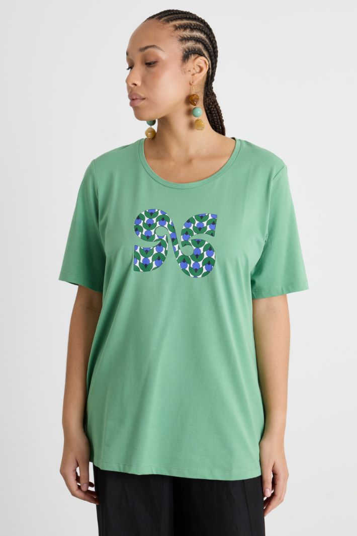 Printed jersey T-shirt with embroidery Intrend - 2