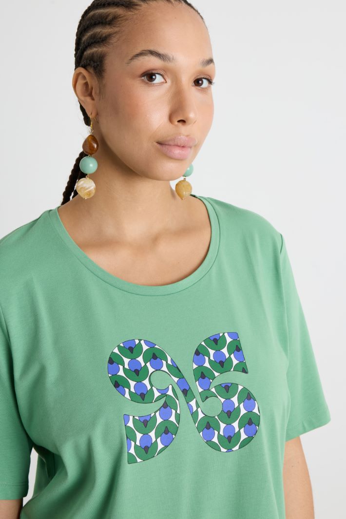 Printed jersey T-shirt with embroidery Intrend - 3