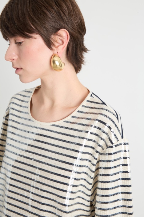T-shirt in jersey con paillettes