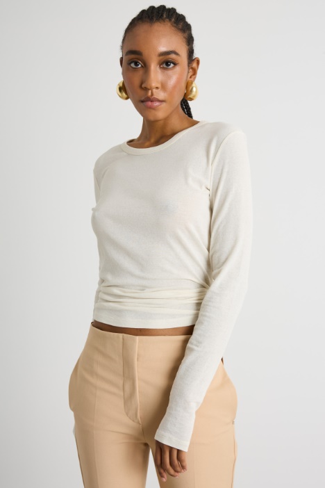 T-shirt con manica lunga in tulle