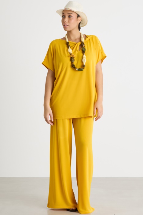 Tex Leaves Maglietta Donna Giallo Sole - Regular Fit 100% Cotone, Maniche Corte, Giromanica Classico