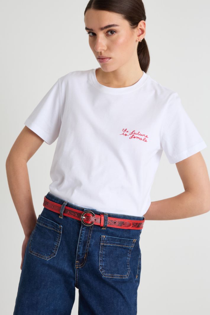 Embroidered Jersey T-shirt Intrend - 2