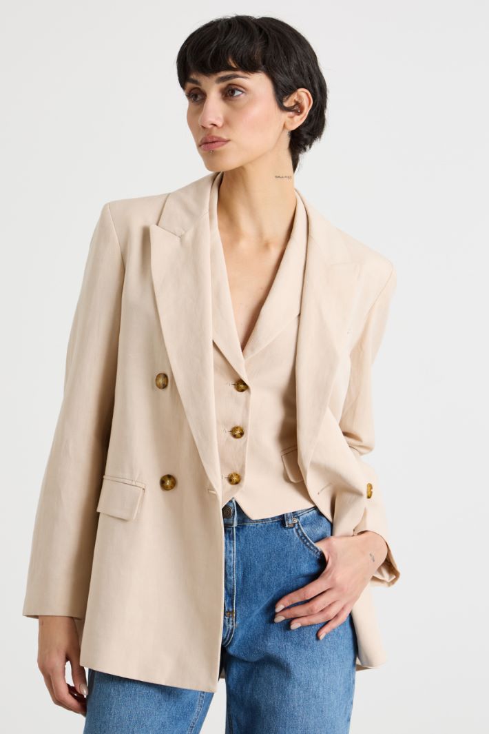 Double-breasted twill blazer Intrend - 2