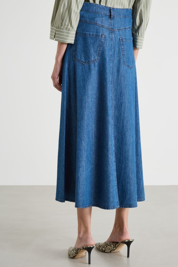 Denim Maxi Skirt Intrend - 4