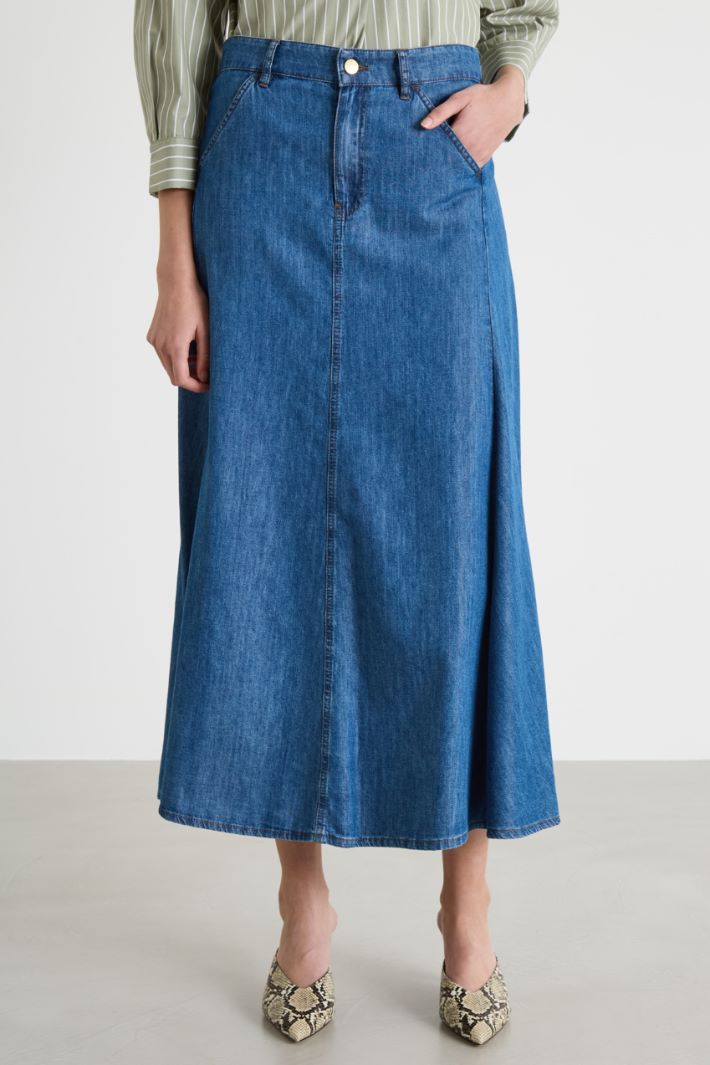 Denim Maxi Skirt Intrend - 2