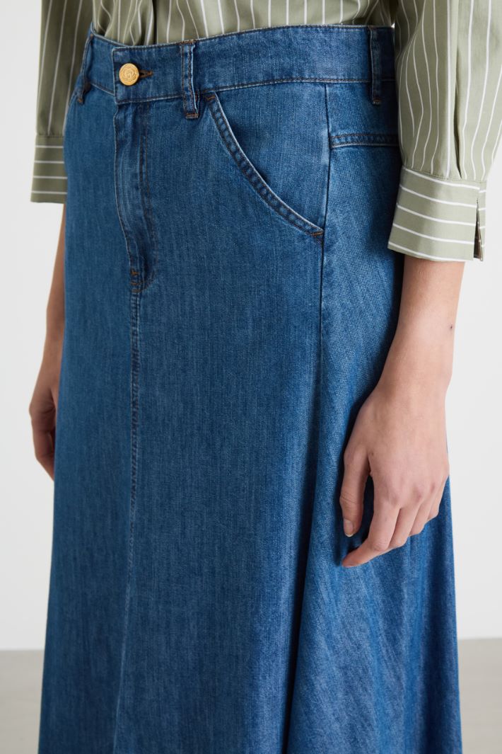 Denim Maxi Skirt Intrend - 3