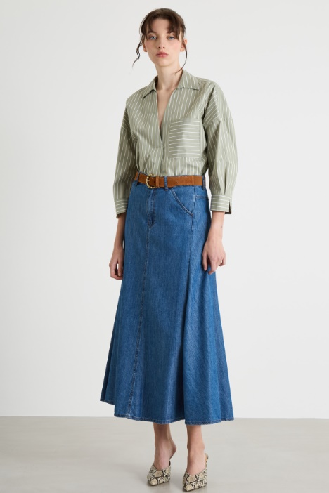 Denim Maxi Skirt Intrend
