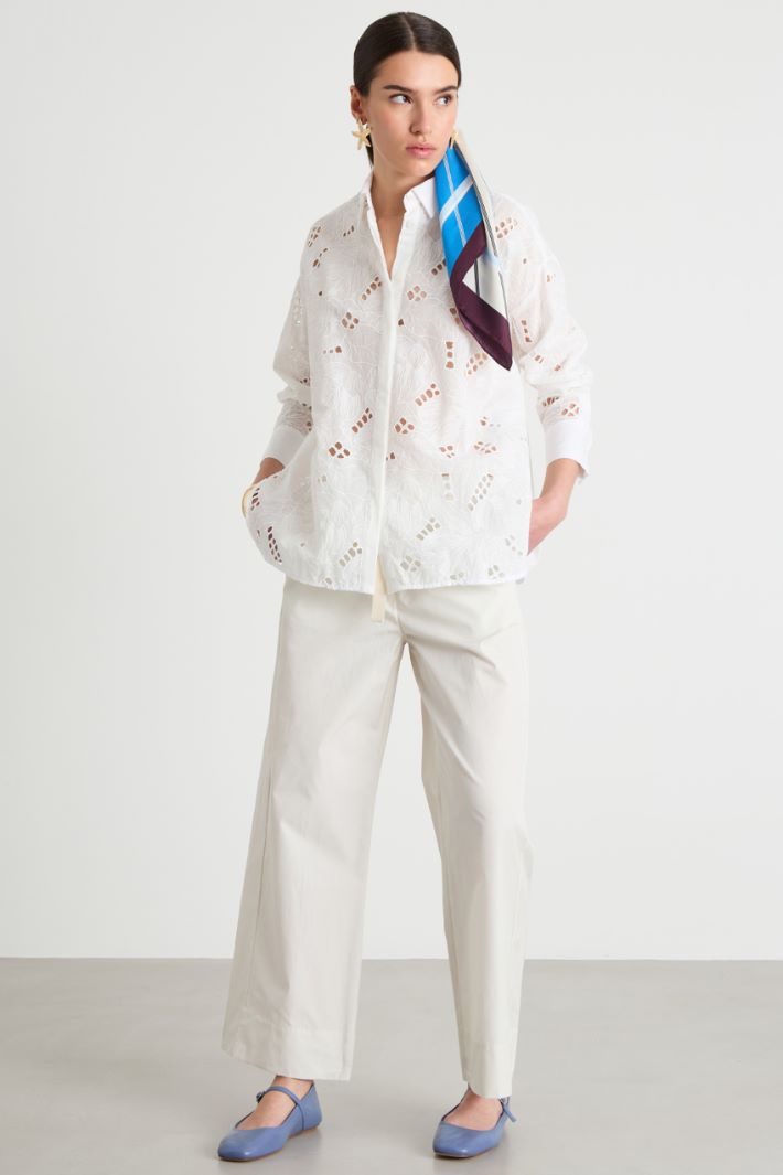 Broderie Anglaise Detail Shirt Intrend