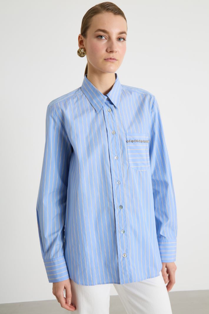 Diamanté-Embellished Pocket Shirt Intrend - 2