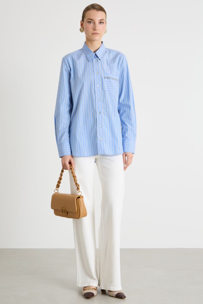 Diamanté-Embellished Pocket Shirt Intrend
