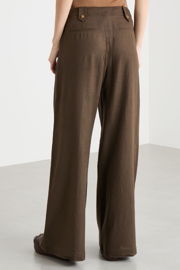 Frog-Detail Palazzo Trousers Intrend - 4