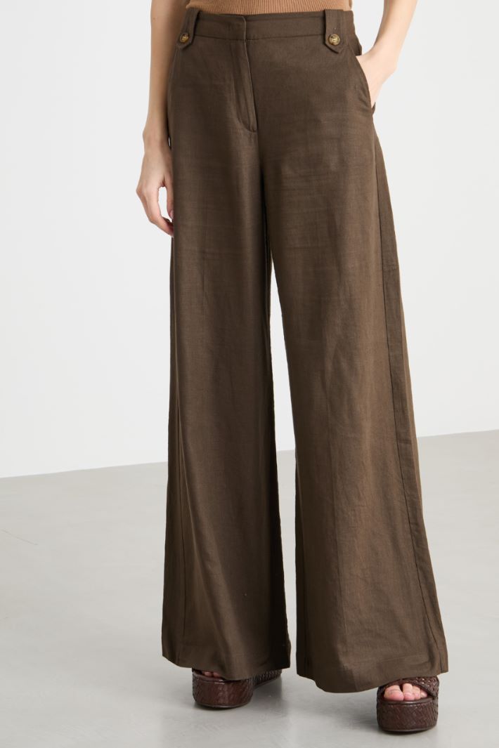 Frog-Detail Palazzo Trousers Intrend - 2