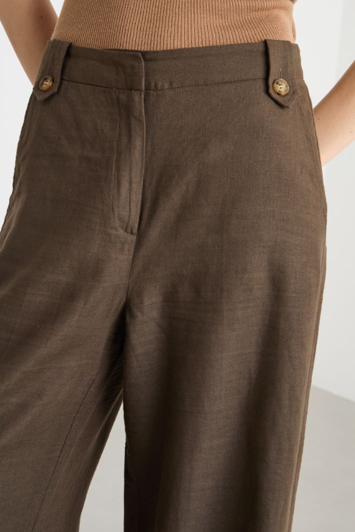 Frog-Detail Palazzo Trousers Intrend - 3