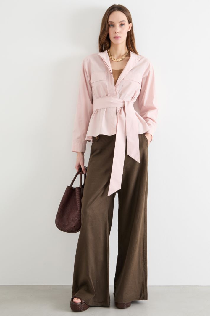 Frog-Detail Palazzo Trousers Intrend