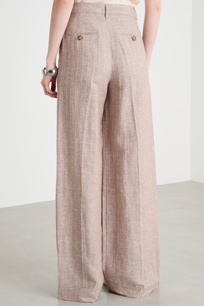Sequin pinstripe wide-leg trousers Intrend - 4