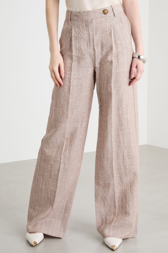 Sequin pinstripe wide-leg trousers Intrend - 2