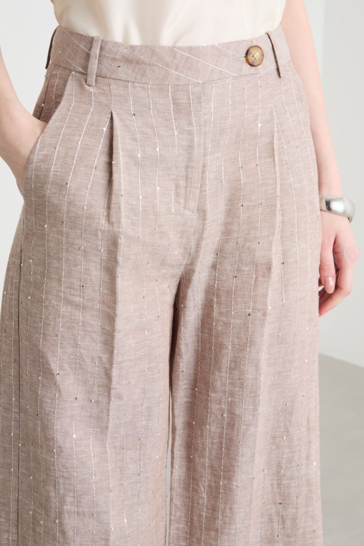 Sequin pinstripe wide-leg trousers Intrend - 3