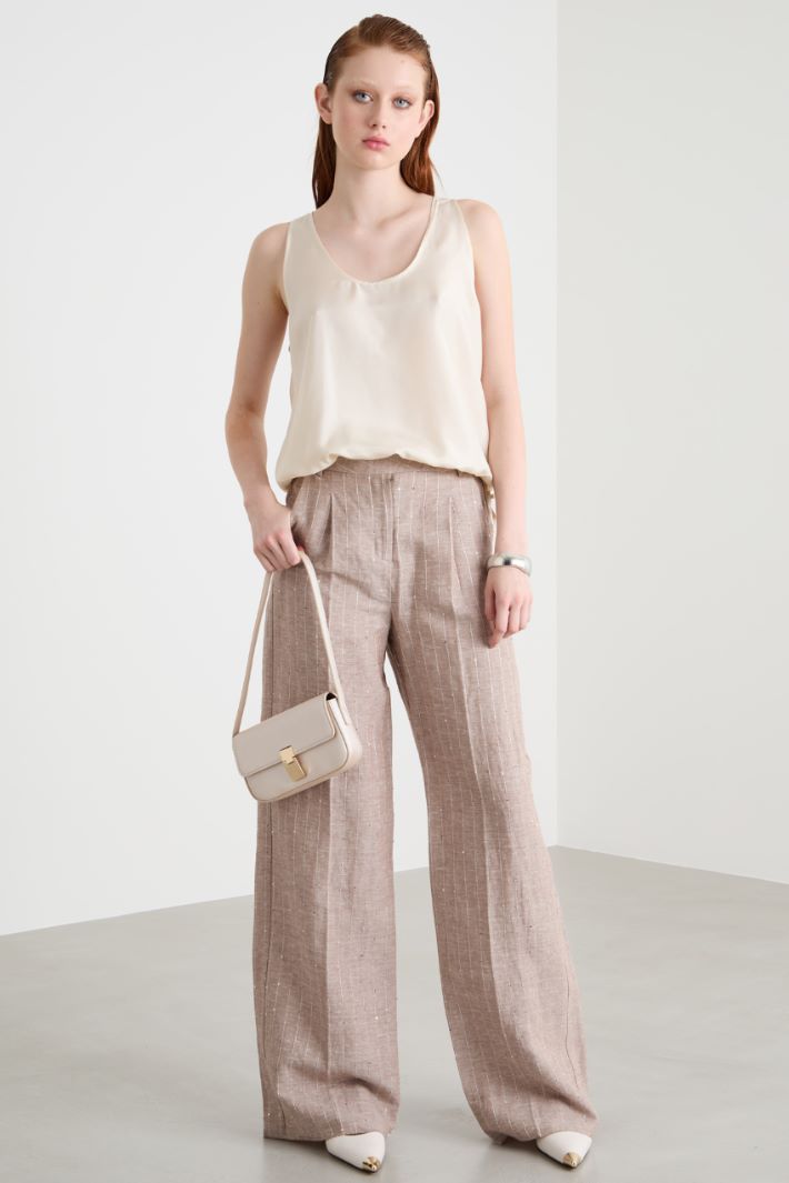 Sequin pinstripe wide-leg trousers Intrend