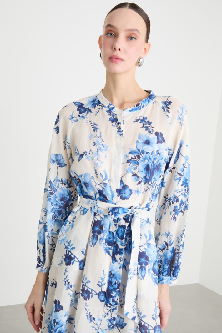 Floral Print Shirt Dress Intrend - 3
