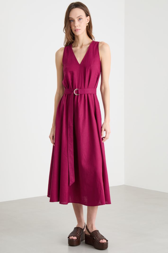 Belted Flared Dress Intrend - 2