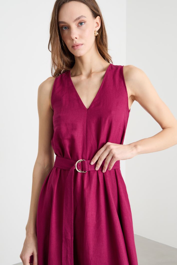 Belted Flared Dress Intrend - 3