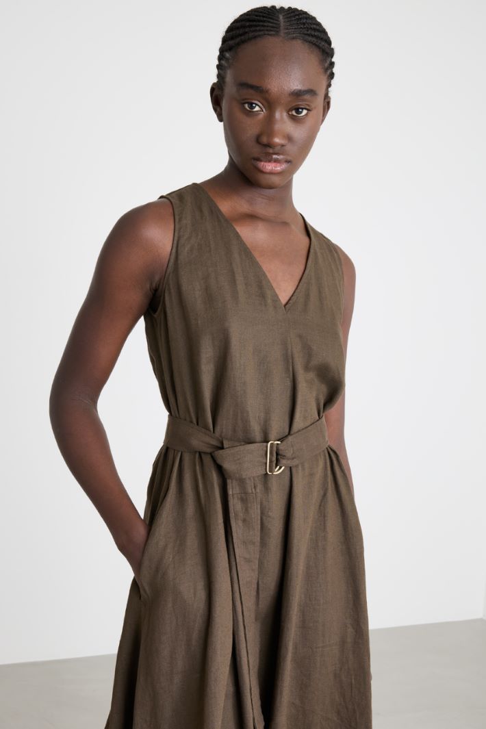 Belted Flared Dress Intrend - 3