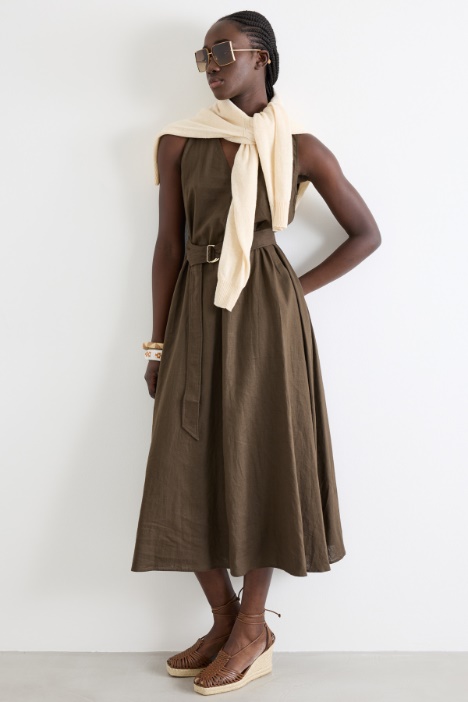 Belted Flared Dress Intrend