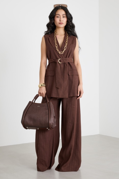 Longline Pinstripe Gilet Intrend