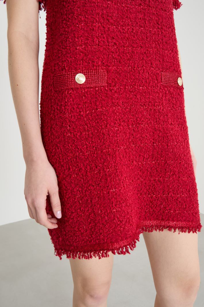 Decorative-button basketweave dress Intrend - 3