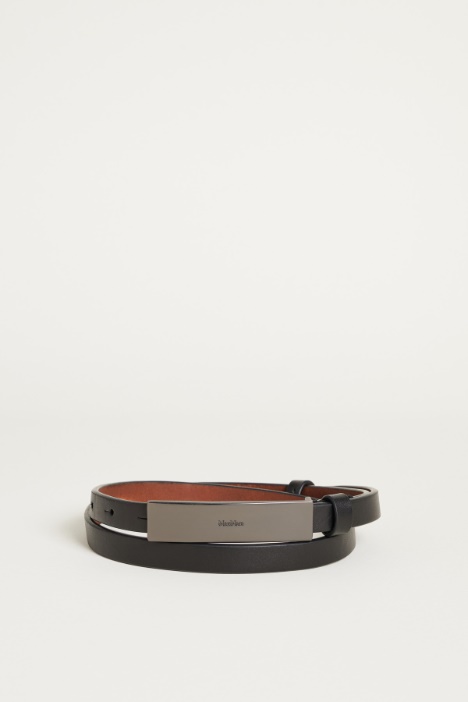 Leather belt with plaque buckle Intrend