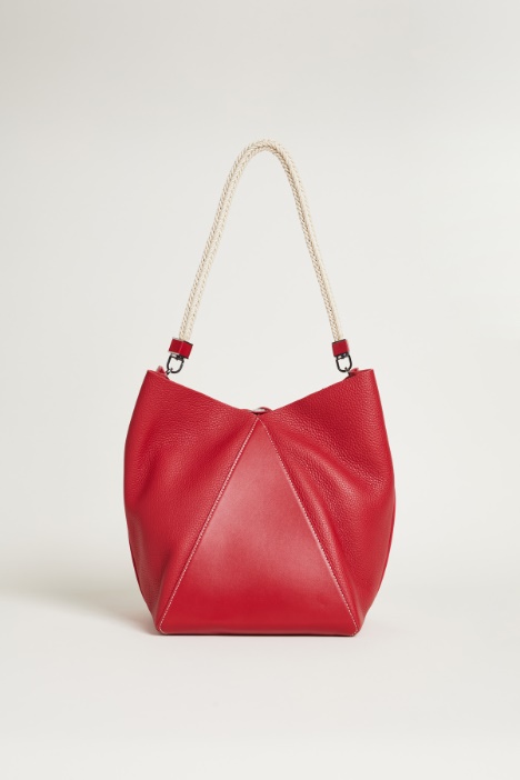 Bolso tipo cubo grande con asa de cuerda